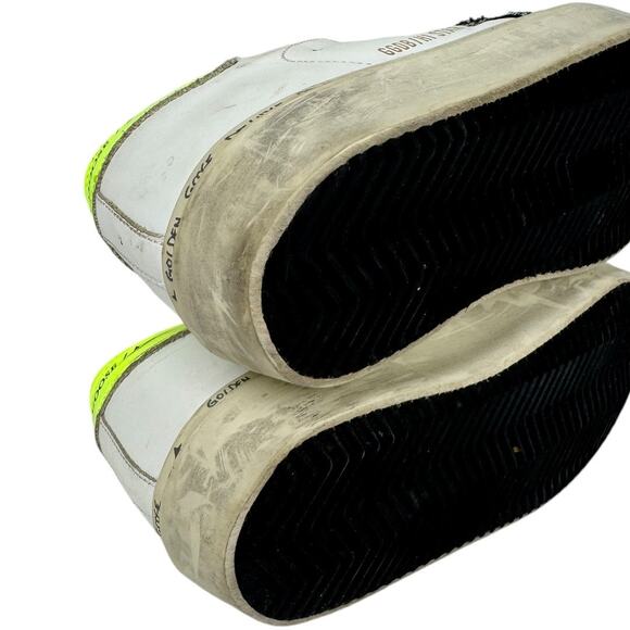 Golden Goose GGDB Hi Star Sneakers 37 7 Zebra Glitter Star Platform Distressed - Picture 12 of 14